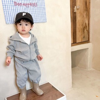 พร้อมส่ง ชุดเสื้อเชิ้ตวาฟเฟิล มีซิป สีพื้น แฟชั่นฤดูหนาว สําหรับเด็กผู้ชาย และเด็กผู้หญิง สองชิ้น