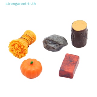 Strongaroetrtr โมเดลหินฟักทองจิ๋ว 1:12 สําหรับตกแต่งบ้านตุ๊กตา ฮาโลวีน 5 ชิ้น