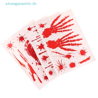 Strongaroetrtr สติกเกอร์ ลายรอยเท้าเลือด ฮาโลวีน สร้างฉากสยองขวัญ สําหรับติดตกแต่งผนังบ้าน หน้าต่าง พื้น ในร่ม กลางแจ้ง