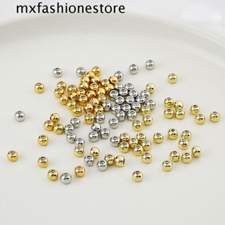 Mxfashione ลูกปัด ชุบทอง 14K ทรงกลม สําหรับทําสร้อยคอ แฮนด์เมด DIY