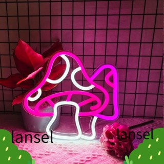 Lansel โคมไฟนีออน LED รูปเห็ด ชาร์จ USB สําหรับตกแต่งห้องนอน