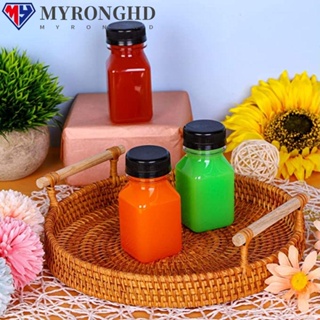 Myronghd ขวดพลาสติกเปล่า ทรงสี่เหลี่ยม ใช้ซ้ําได้ สําหรับใส่กาแฟ นม น้ําผลไม้