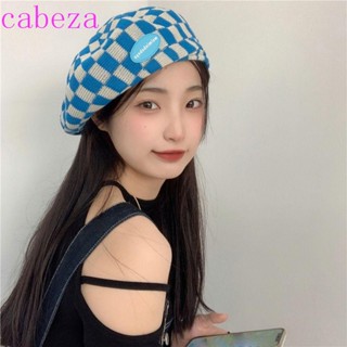 Cabeza หมวกเบเร่ต์ ผ้าถัก ลายสก๊อต ตัวอักษร นุ่ม หรูหรา หมวกจิตรกร หมวกอังกฤษ ปาร์ตี้