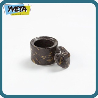 Yveta ถังปรุงรสเซรามิก เพ้นท์มือ พร้อมฝาปิด สีดํา 2.56 นิ้ว