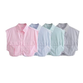 เสื้อเชิ้ตโปโล คอปก แขนสั้น ลายทาง มีกระเป๋า ขนาดใหญ่ 9700