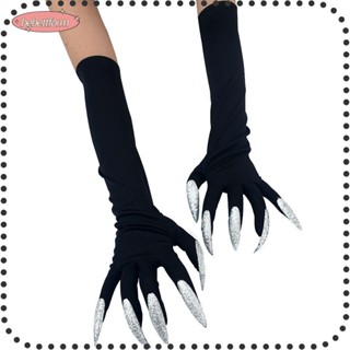 Bebettkiss ถุงมือฮาโลวีน ถุงมือยาว สีดํา สุดเท่ ถุงมือตลก