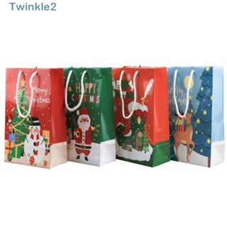 Twinkle ถุงของขวัญคริสต์มาส ลายกวางเอลก์ พร้อมหูหิ้ว สําหรับใส่ขนม คุกกี้ เค้ก 12 ชิ้น