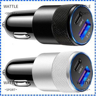 Wattle อะแดปเตอร์ชาร์จ USB 5V 12V Type C สําหรับรถยนต์