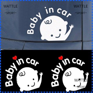 Wattle สติกเกอร์เลเซอร์ ลายการ์ตูน Baby In Car ขนาด 16*13 ซม. กันน้ํา สําหรับติดตกแต่งรถยนต์