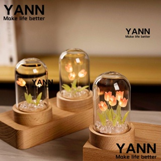 Yann1 โคมไฟตั้งโต๊ะ รูปดอกทิวลิปจําลอง ใช้แบตเตอรี่ แฮนด์เมด DIY สําหรับตกแต่งข้างเตียง บ้าน