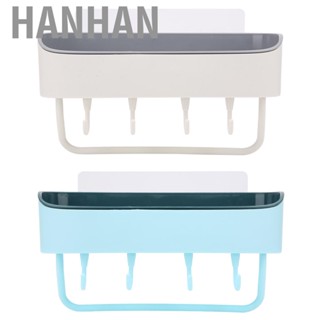 Hanhan Shower Caddy  Shelf with Hooks  No Drilling Adhesive Wall Mounted Bathroom  Conditioner Storage Organizer