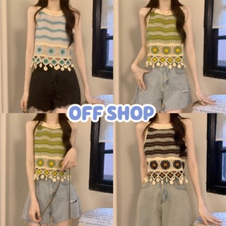 OFF SHOP พร้อมส่ง (OFF-91099) เสื้อกล้ามหวานๆ ถักไหมพรม สีพาสเทล -C