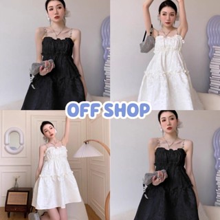 OFF SHOP พร้อมส่ง (OFF-60145) มินิเดรสลายลูกไม้ไหมพรม เรียบหรูดูแพง -C