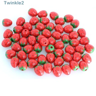 Twinkle ลูกปัดไม้ ทรงกลม สีแดง สําหรับทํางานหัตถกรรม 50 ชิ้น