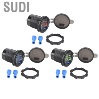 Sudi USB  3‑In‑1 Universal PC Car 3.0 with Digital Voltmeter Ammeter Monitoring Fast Charging for Phone