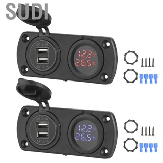 Sudi Temperature Voltmeter Car  12-24V Dual USB 12V Power Outlet Cigar  Socket