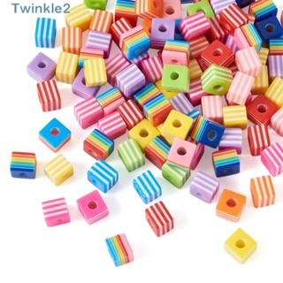 Twinkle ลูกปัดเรซิ่น ทรงสี่เหลี่ยม คละสี 8x9 มม. สําหรับทําเครื่องประดับ DIY 200 ชิ้น