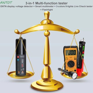 Antot เครื่องทดสอบแรงดันไฟฟ้า NCV Hz หน้าจอ LCD 2.4 นิ้ว