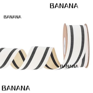 Banana1 ริบบิ้นผ้าฝ้าย ลายทาง 1 นิ้ว สีดํา และสีขาว 10 หลา สําหรับห่อของขวัญ DIY