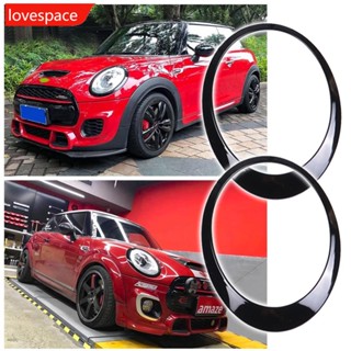 Lovespace กรอบครอบไฟหน้ารถยนต์ สีดําเงา แบบเปลี่ยน สําหรับ MINI Cooper F55 F56 F57 03-18 E3I8 2 ชิ้น