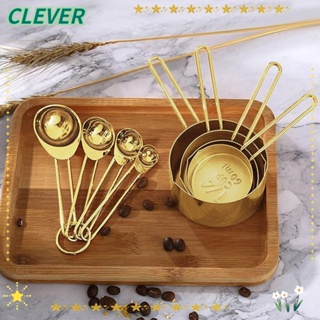 Clever ช้อนตวงกาแฟ สเตนเลส สีทอง อเนกประสงค์ สําหรับทําเบเกอรี่ 8 ชิ้น