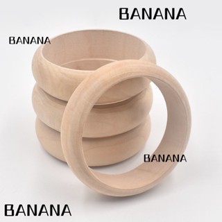 Banana1 กําไลข้อมือไม้ธรรมชาติ ทรงกลม 3.4x1 นิ้ว 4 ชิ้น