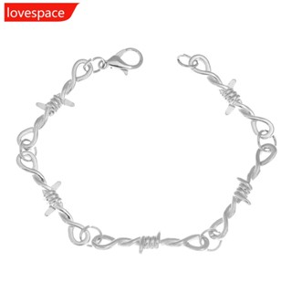 Lovespace สร้อยข้อมือเงิน หนาม และหนาม สร้างสรรค์ เครื่องประดับแฟชั่น สําหรับผู้ชาย และผู้หญิง C7Y3