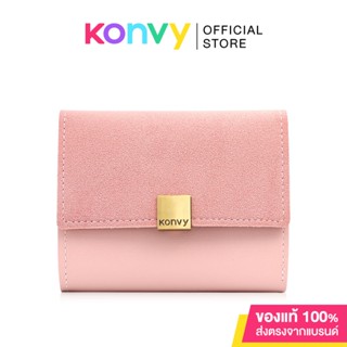 Konvy Ladies Simple Folding Wallet #Pink คอนวี่ กระเป๋าสตางค์ผู้หญิงใบสั้นพับได้ สีชมพู.