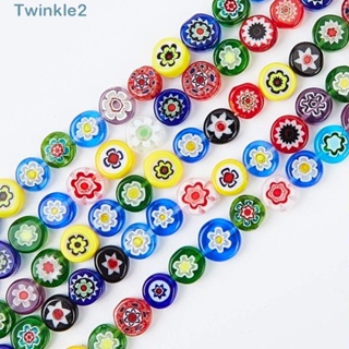 Twinkle ลูกปัดแก้ว ทรงกลมแบน คละสี 6 มม. สําหรับทําเครื่องประดับ DIY 1 เส้น 65 ชิ้น