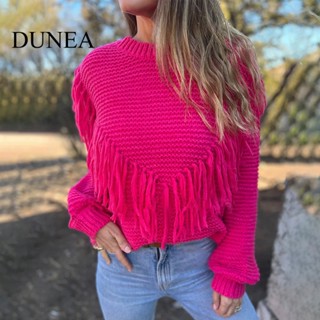 Dunea เสื้อกันหนาว แขนยาว ผ้าถัก ทรงหลวม สําหรับผู้หญิง