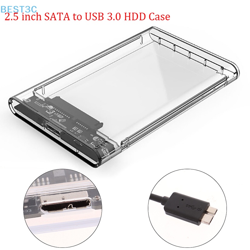 Best3c เคสฮาร์ดดิสก์ไดรฟ์ภายนอก USB 3.0 เป็น SATA SSD HDD 2.5 นิ้ว