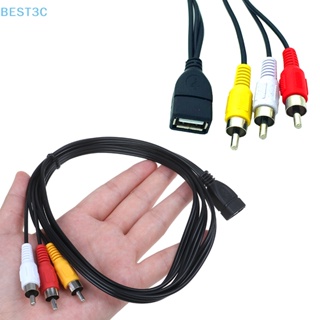 Best3c สายเคเบิลอะแดปเตอร์กล้องวิดีโอ 5 ฟุต 1.5 ม. usb 2.0 ตัวเมีย เป็น 3 rca ตัวผู้ a/v