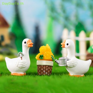 Daydayto ฟิกเกอร์ห่านจิ๋ว รูปสัตว์ งานฝีมือ สําหรับตกแต่งบ้าน โต๊ะ รถยนต์ DIY