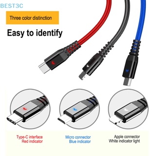 Best3c 3in1 สายชาร์จ USB LED 8Pin สายชาร์จโทรศัพท์ หลายพอร์ต ขายดี