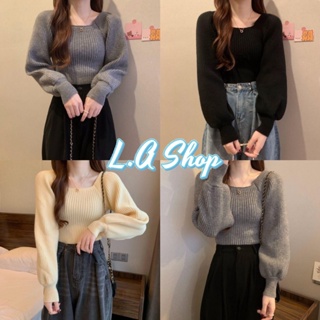 L.A Shop ​พร้อมส่ง เสื้อไหมพรมแขนยาว เรียบหรูผ้านิ่มๆ "33CX32" -C