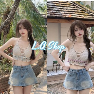 L.A Shop ​พร้อมส่ง เสื้อสายเดี่ยวถักไหมพรม โบฮี่เมี่ยน ตกแต่งพู่เล็กๆ "CX0008" -C