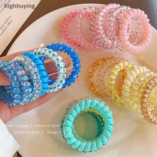 [highbuying] ยางรัดผม แบบเกลียว ยืดหยุ่น สีแคนดี้ แฟชั่นฤดูร้อน สําหรับเด็กผู้หญิง 6 ชิ้น