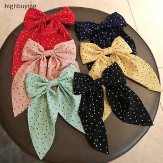 [highbuying] กิ๊บติดผมริบบิ้น โบว์ ลายจุด หรูหรา เครื่องประดับผมหางม้า แฟชั่นเรโทร สําหรับผู้หญิง สินค้าใหม่