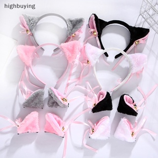 [highbuying] ที่คาดผม ผ้ากํามะหยี่ขนนิ่ม รูปหูแมว สุนัขจิ้งจอก ประดับโบว์ พร็อพแต่งหน้า แฟชั่นสําหรับผู้หญิง สินค้าใหม่