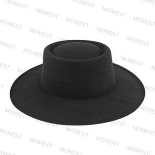 Moment Fedora หมวกผ้าสักหลาด สีพื้น หมวกโบสถ์ แฟชั่น ปีกกว้าง สไตล์อังกฤษ หมวกคาวบอย ขนาดใหญ่ หมวกแต่งงาน