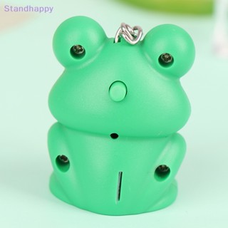 Standhappy พวงกุญแจ รูปกบน่ารัก สีเขียว พร้อมไฟ LED ของเล่นสําหรับเด็ก