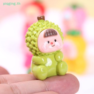 Piqging Kawaii ฟิกเกอร์เรซิ่น รูปผลไม้ สตรอเบอร์รี่ ส้ม ทุเรียน สําหรับตกแต่งบ้านตุ๊กตา รถยนต์ DIY