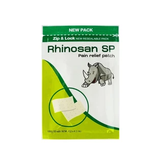 [1ก=12ซอง] RHINOSAN SP Plaster พลาสเตอร์ บรรเทาปวด ไรโนซาน เอสพี กล่องละ 12ซอง ซองละ 10แผ่น
