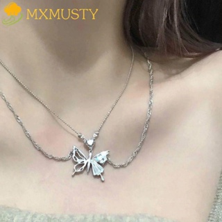 Mxmusty สร้อยคอโช้กเกอร์ สองชั้น จี้รูปผีเสื้อ สไตล์เรโทร สร้างสรรค์ หรูหรา สําหรับผู้หญิง