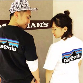 P/ส่ง PATAGONIA บาตาโกเนียแขนสั้น P-6 เสื้อยืดลายพิมพ์ลายกระเป๋า Logo เทือกเขา Logo