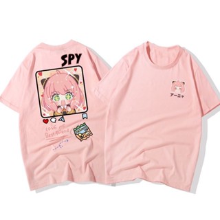 ราคาถูก การ์ตูน เสื้อยืดแขนสั้นผ้าฝ้ายหญิงฤดูใบไม้ผลิและฤดูร้อนน่ารัก SPY×FAMILY เสื้อนักเรียนคู่ Anya เสื้อคู่