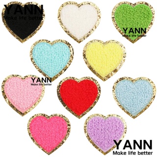 Yann1 แผ่นแพทช์รีดติดเสื้อ ลายหัวใจ ประดับกลิตเตอร์ 2 นิ้ว 10 สี สําหรับตกแต่งเสื้อแจ็กเก็ต 10 ชิ้น