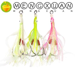 Mengxuan Jigging Assist Hook, ซิลิโคนเทียม Assist Hooks, Fishing Tackle Luminous Double Hook Soft Jig Bait Saltwater