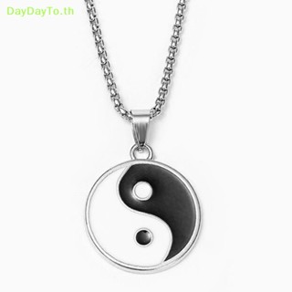 Daydayto สร้อยคอ จี้โลโก้จีน Tai Chi Yin Yang สีดํา สีขาว TH