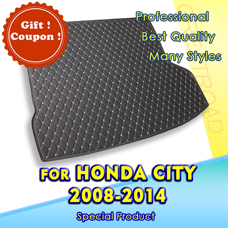 รถtrunk MatสําหรับHonda City 2008 2009 2010 2011 2012 2013 2014 Cargo Linerพรมอุปกรณ ์ ตกแต ่ งภายในฝาครอบ